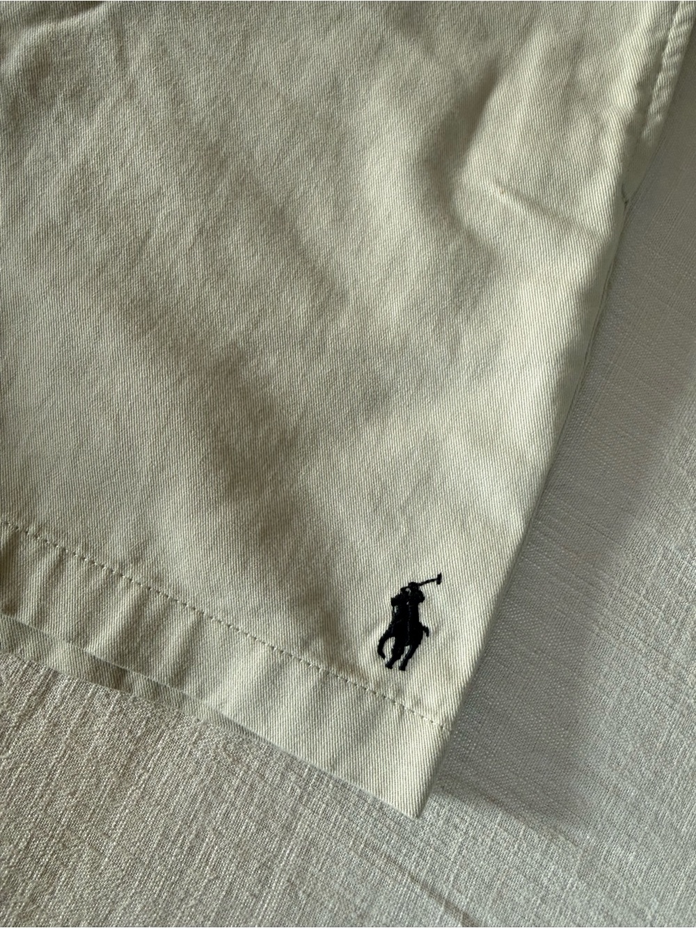 Ralph Lauren Cream Cotton Flat-Front Shorts with Black Pony